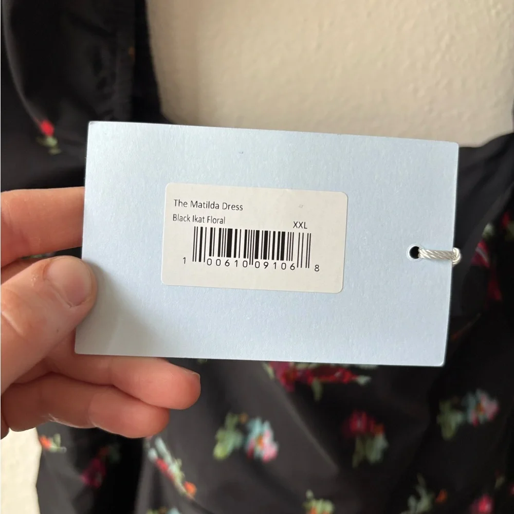 Hill House Matilda Dress in Black Ikat Floral - Picture 6 of 10